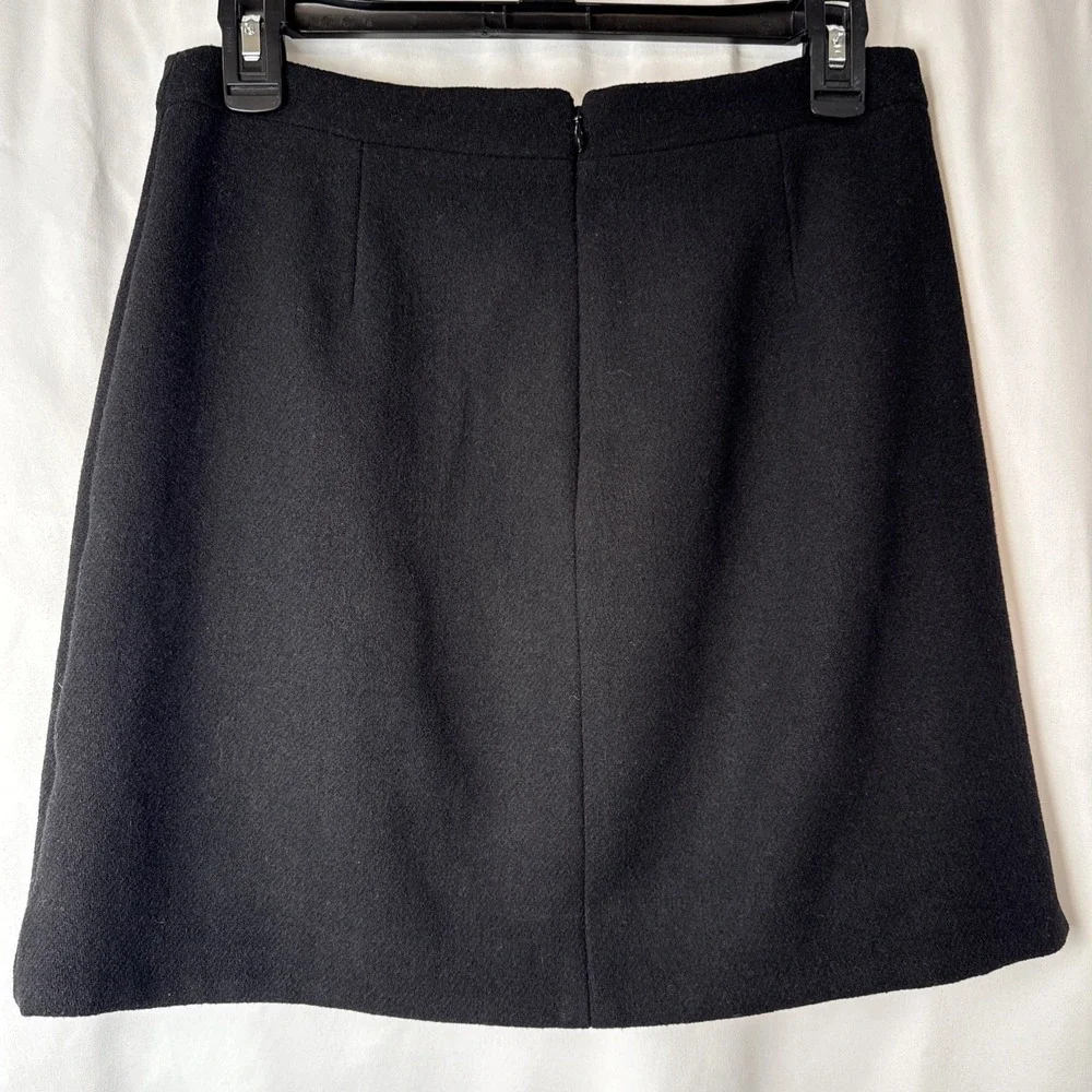 J Crew Mercantile Black Wool Ruffle Mini Skirt Size 2 Preppy Layers Edgy Luxe